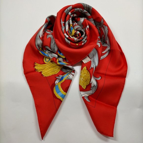 Authentic Hermes scarf Carre 90 Reds Silk100% - Picture 2 of 10